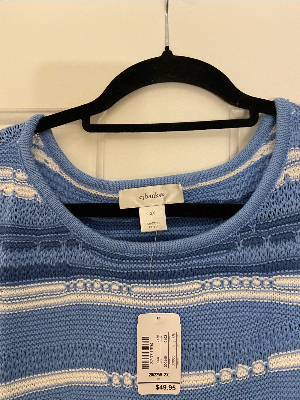 CJ Banks Blue and White Striped Knit Top - 2x - Picture 3 of 6